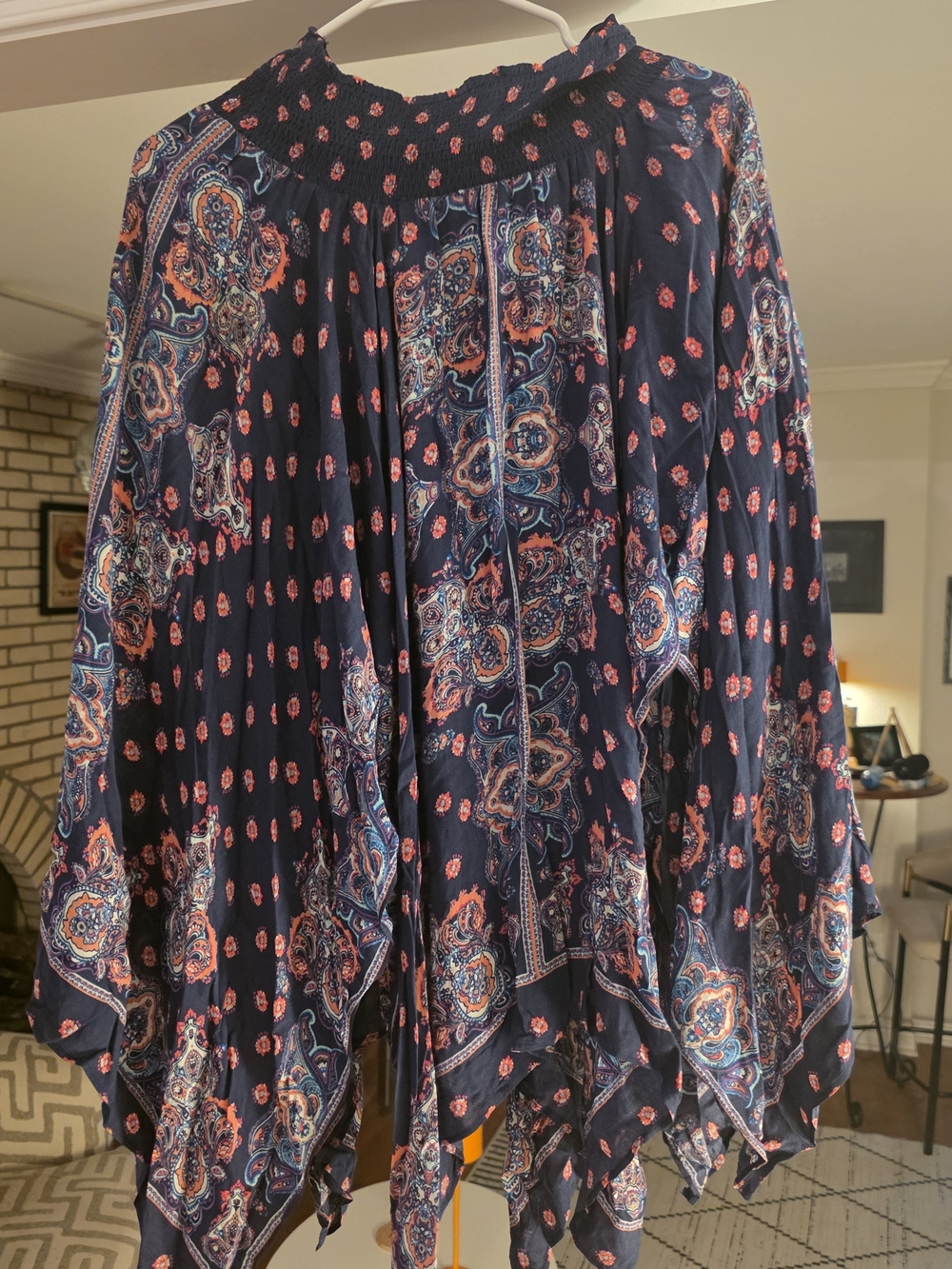 Free People Navy Maxi Skirt with Coral and Blue Paisley - Picture 4 of 5